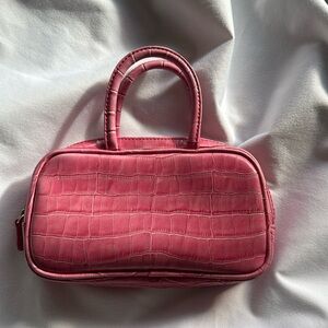 Mini Vintage Pink Faux Alligator Pink Diva Barbie Tiny Handbag Tote